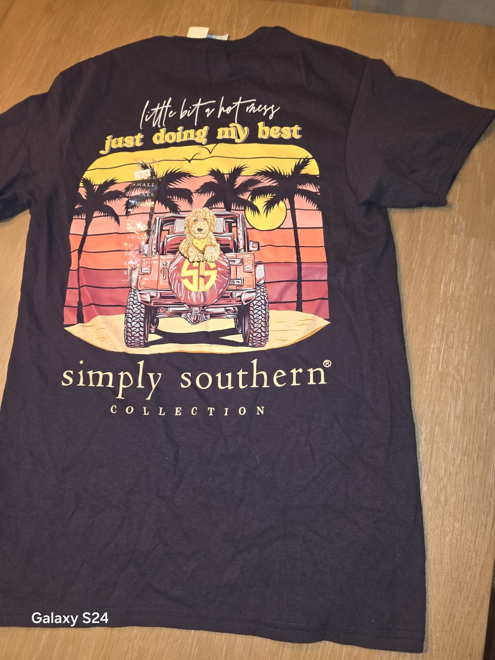 Simply Southern 'Just Doing My Best' Dog Jeep Tee Womens S New